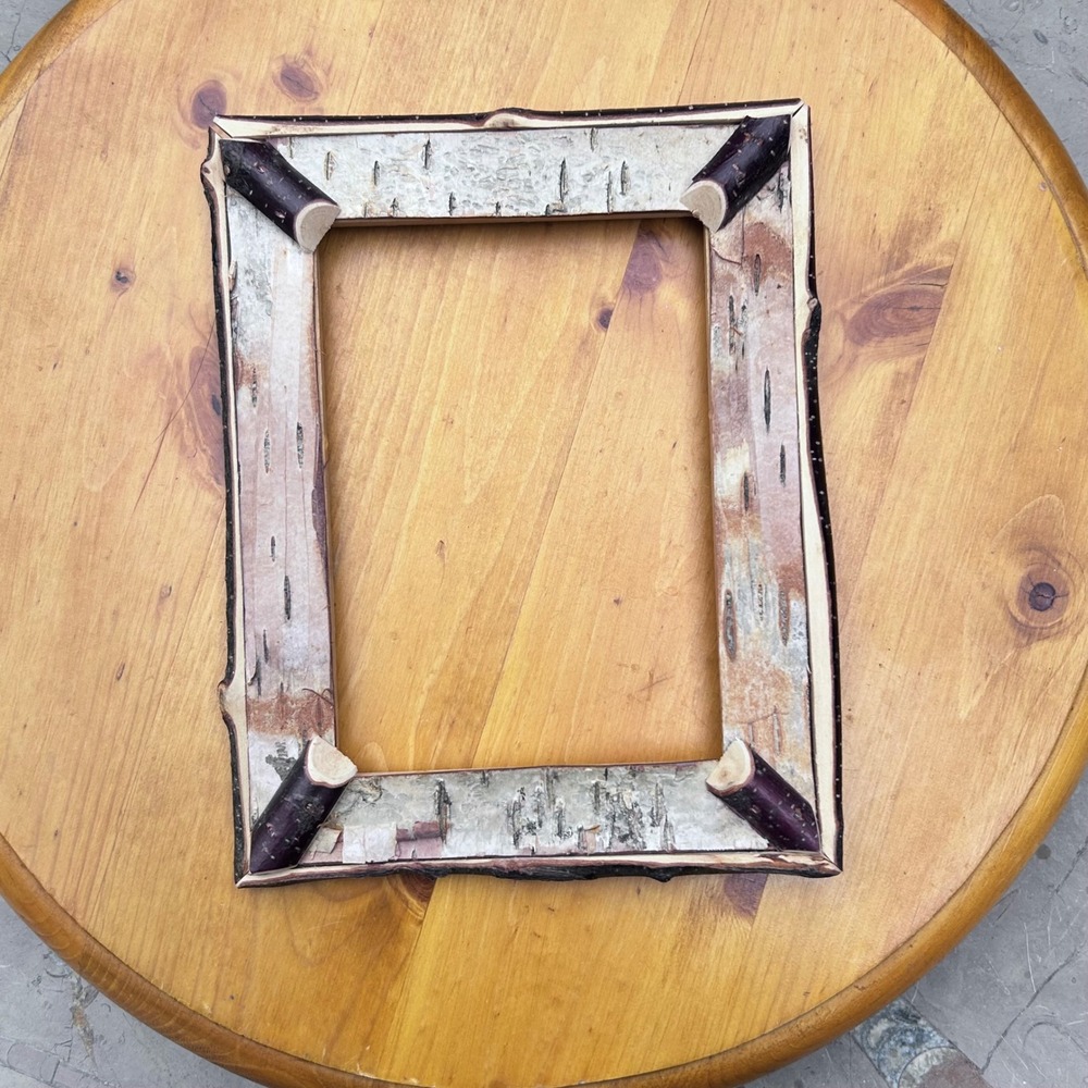 Birch Bark Picture Frame Rustic Cabin Decor 5x7 Natural Wood Twig Trim Handmade